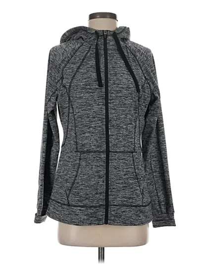 Pre-owned Champion Zip Up Hoodie In Gray