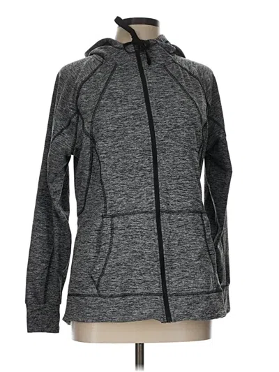 Pre-owned Champion Zip Up Hoodie In Gray