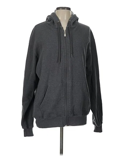 Pre-owned Champion Zip Up Hoodie In Gray