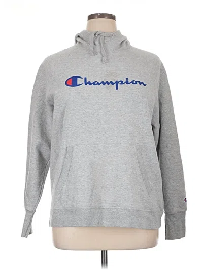 Pre-owned Champion Zip Up Hoodie In Gray