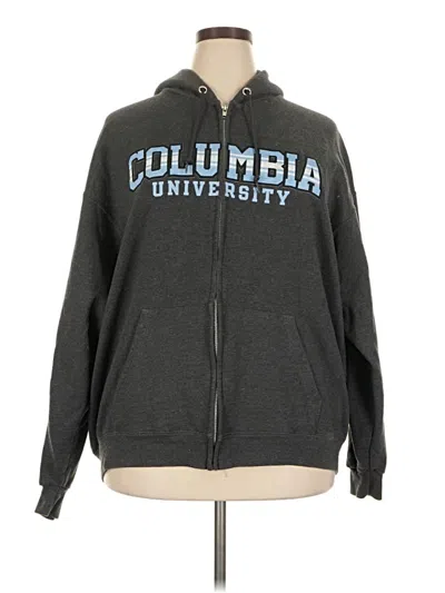 Pre-owned Champion Zip Up Hoodie In Gray