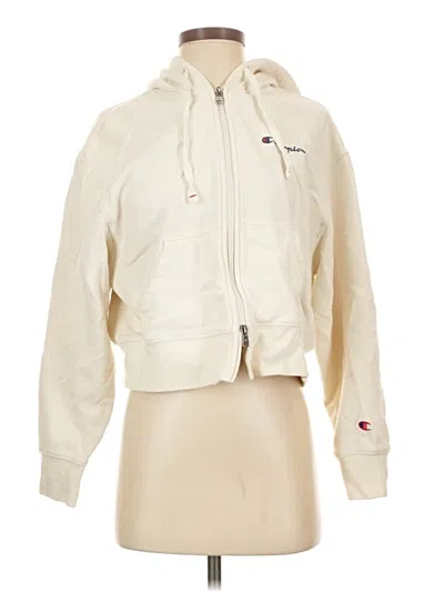 Pre-owned Champion Zip Up Hoodie In Ivory