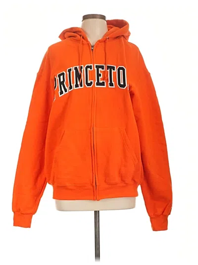 Pre-owned Champion Zip Up Hoodie In Orange