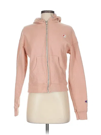 Pre-owned Champion Zip Up Hoodie In Pink