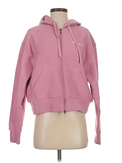 Pre-owned Champion Zip Up Hoodie In Pink