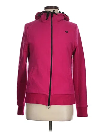 Pre-owned Champion Zip Up Hoodie In Pink