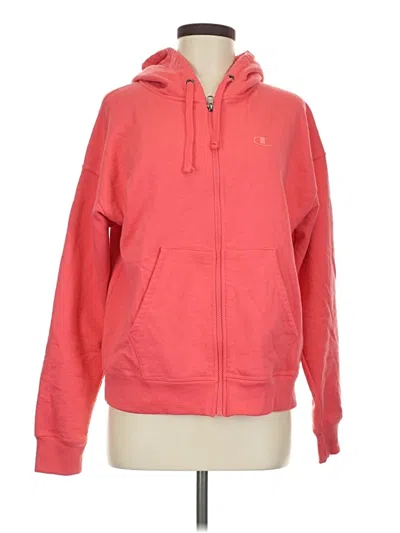 Pre-owned Champion Zip Up Hoodie In Pink