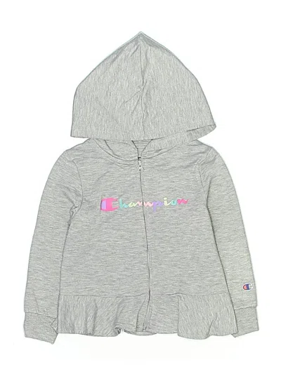 Pre-owned Champion Kids' Zip Up Hoodie In Silver
