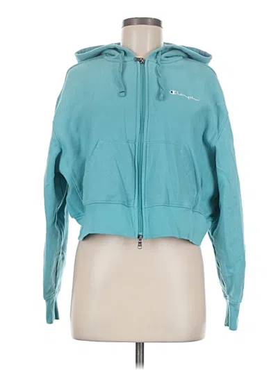 Pre-owned Champion Zip Up Hoodie In Teal