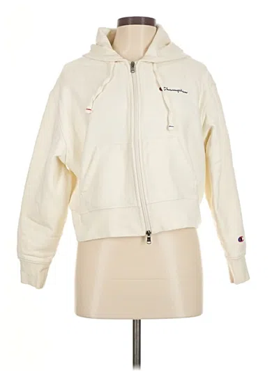 Pre-owned Champion Zip Up Hoodie In White