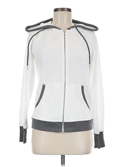 Pre-owned Champion Zip Up Hoodie In White