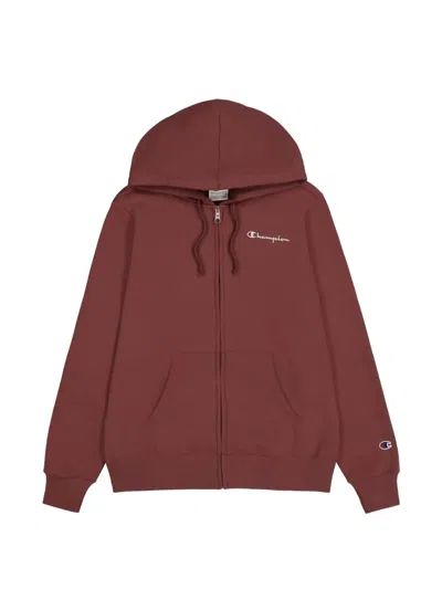 Champion Zip-up Cotton Hoodie In Burgundy