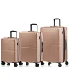 Champs 3-piece Earth Hardside Luggage Set With Usb In Champagne