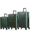 Champs 3-piece Earth Hardside Luggage Set With Usb In Green