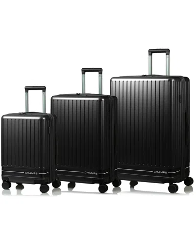 Champs 3-piece Fresh Ii Hardside Luggage Set In Black