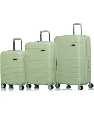 Champs 3-piece Linen Hardside Luggage Set In Green