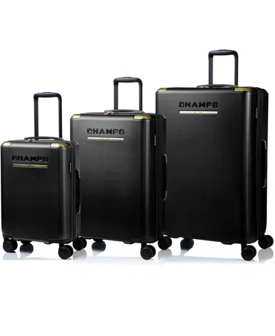 Champs 3-piece Luxe Ii Collection Hardside Luggage Set In Black