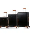 Champs 3-piece Vintage Muse Collection Hardside Luggage Set In Blacktan