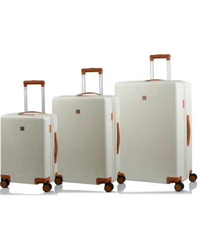 Champs 3-piece Vintage Muse Collection Hardside Luggage Set In Ivory Tan