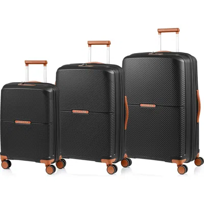 Champs Aura 3-piece Hardside Luggage Set In Black