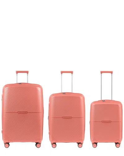 Champs Aura Expandable 3pc Trolley Set In Orange