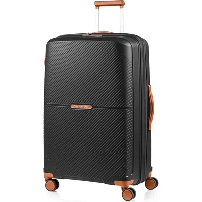 Champs Aura Large Checked Hardside Spinner Luggage In Black