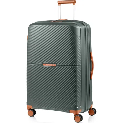 Champs Aura Large Checked Hardside Spinner Luggage In Green