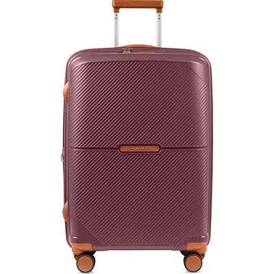 Champs Aura Medium Checked Hardside Spinner Luggage In Burgundy