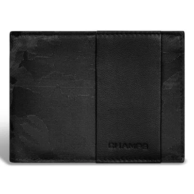 Champs Camo / Leather Bi-fold Wallet In Black