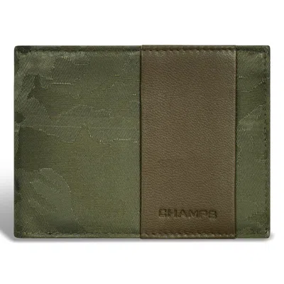 Champs Camo / Leather Bi-fold Wallet In Green
