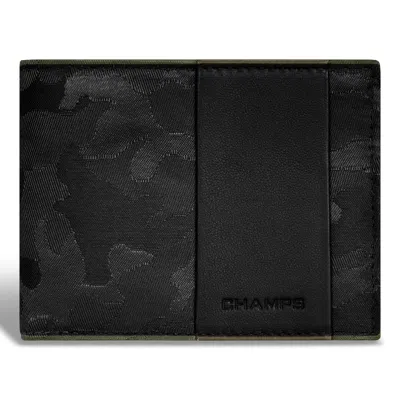 Champs Camo / Leather Top Wing Wallet In Black