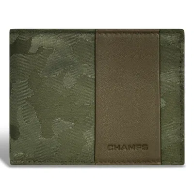 Champs Camo / Leather Top Wing Wallet In Green
