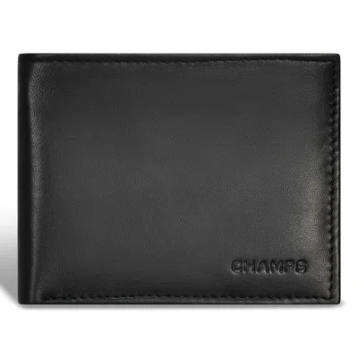 Champs Classic / Leather Top-wing Wallet In Black
