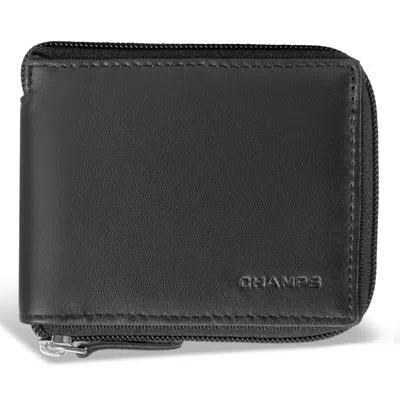 Champs Classic / Leather Zip-around Wallet In Black