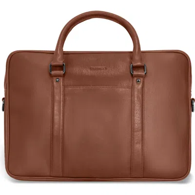 Champs Compact Leather Slim Briefcase In Brown