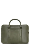Champs Compact Leather Slim Briefcase In Khaki