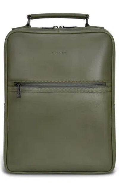 Champs Compact Leather Travel Backpack In Khaki
