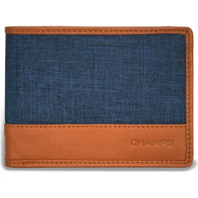 Champs Denim Bifold Wallet In Tan/blue