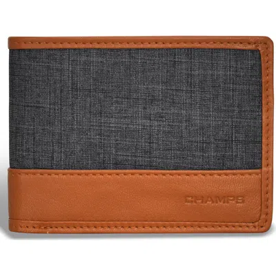 Champs Denim Center Wing Bifold Wallet In Tan/ Black