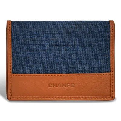 Champs Denim / Leather Cardholder In Blue