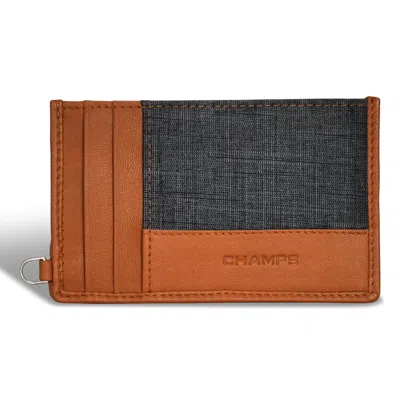 Champs Denim / Leather Slim Cardholder In Brown