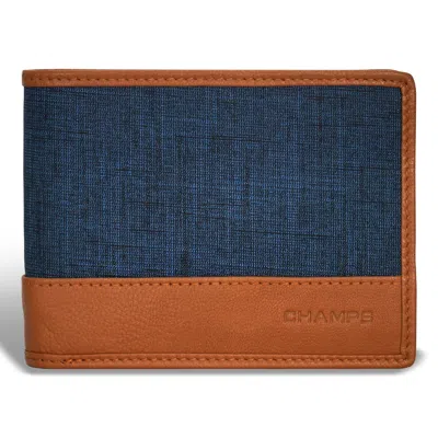 Champs Denim / Leather Top Wing Wallet In Blue
