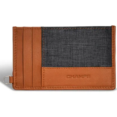 Champs Denim Slim Card Holder In Tan/black