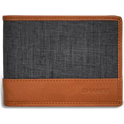 Champs Denim Top Wing Bifold Wallet In Tan/black