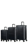 Champs Earth 3-piece Wheeled Luggage Set In Black