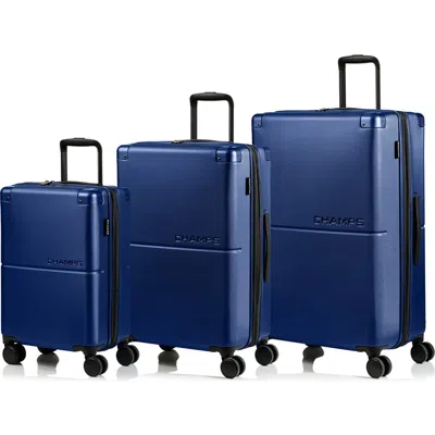 Champs Earth 3-piece Wheeled Luggage Set In Navy