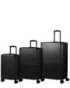 Champs Earth 3pc Expandable Luggage Set In Black