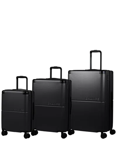 Champs Earth 3pc Expandable Luggage Set In Black