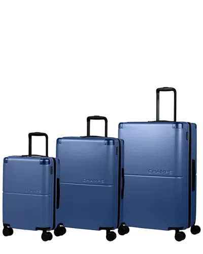 Champs Earth 3pc Expandable Luggage Set In Blue