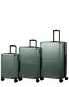 Champs Earth 3pc Expandable Luggage Set In Green
